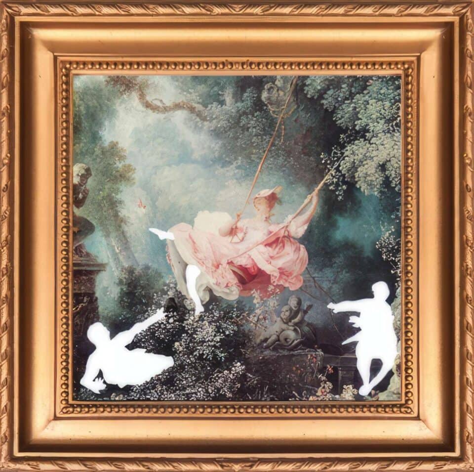 Reboot Les hasards heureux de l’escarpolette, Fragonard, 12,5x12,5cm, peinture acrylique sur toile, 2014