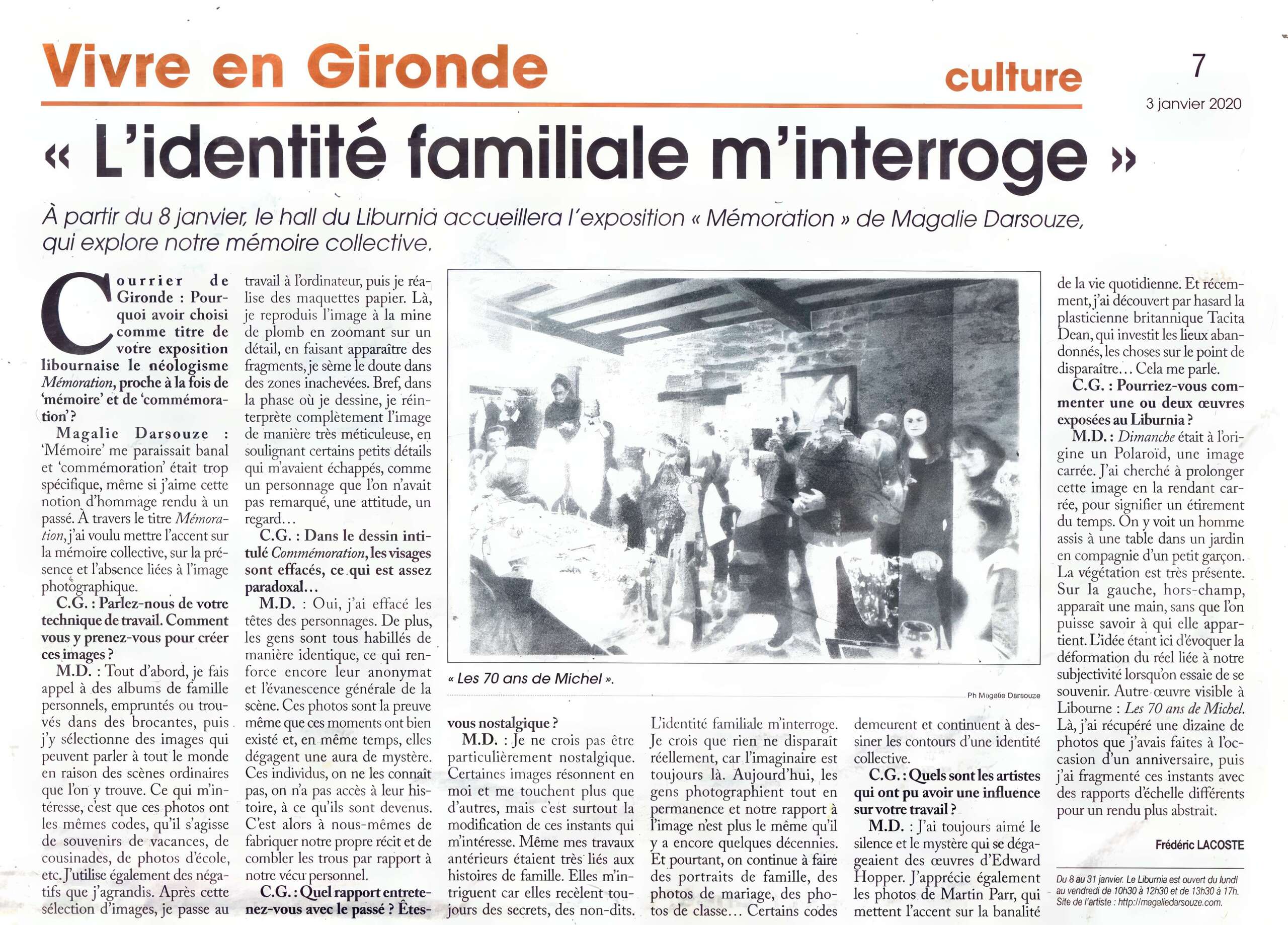 article presse Courrier de Gironde